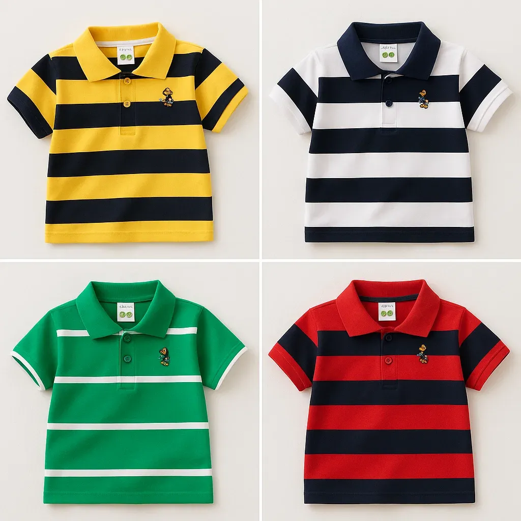 POLO T SHIRT Combo 4pcs- Big yellow, Big white, Green, Big Red