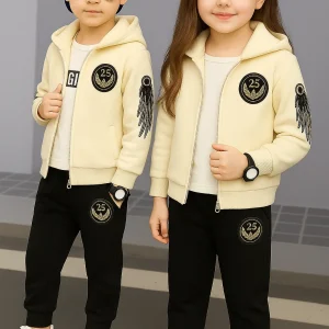 TMF-809 Zipper Hoddie & Pant Set-(White Black Eagle)