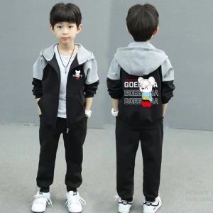 TMF-801 Zipper Hoddie & Pant Set-(black cartoon)